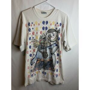 Happy Feet Penguin Louis Vuitton 9 Bootleg White Bedazzled Double Line T-Shirt L